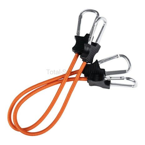 Fosco corde &eacute;lastique 60 cm avec mousquetons, 2 pi&egrave;ces, orange