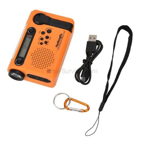 Hanrongda HRD-900 multiband world radio / emergency radio AM/FM/SW, wind-up, orange
