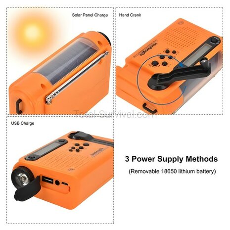 Hanrongda HRD-900 multiband world radio / emergency radio AM/FM/SW, wind-up, orange