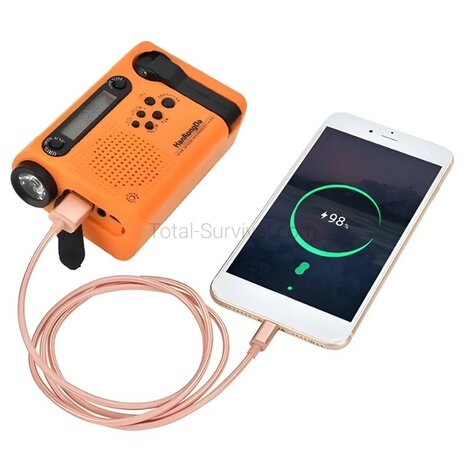 Hanrongda HRD-900 multiband world radio / emergency radio AM/FM/SW, wind-up, orange