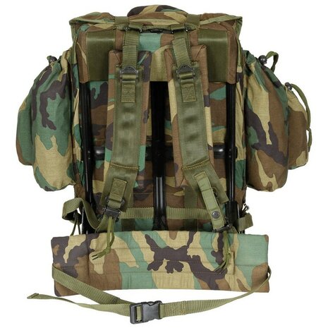 Sac &agrave; dos de campagne Alice Pack de l'arm&eacute;e turque avec cadre en m&eacute;tal, 55 l, Woodland camo