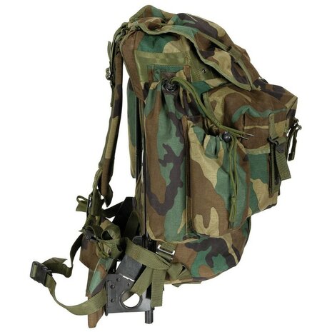 Sac &agrave; dos de campagne Alice Pack de l'arm&eacute;e turque avec cadre en m&eacute;tal, 55 l, Woodland camo