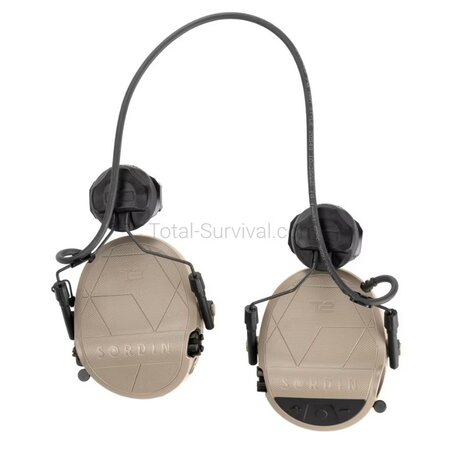 Sordin Supreme T2 ARC protection auditive tactique avec support pour casque, coyote tan