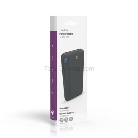 Nedis Draagbare Powerbank PD3.0 20W, 10.000 mAh, zwart
