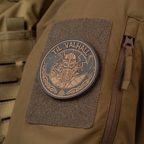 M-Tac velcro patch Til Valhall, 80 mm, coyote / zwart