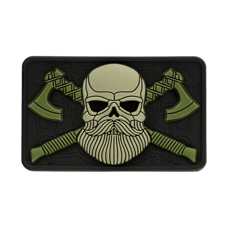 M-Tac velcro patch Bearded skull, 80x50 mm, groen / zwart