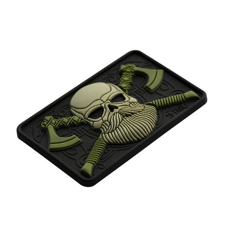 M-Tac velcro patch Bearded skull, 80x50 mm, groen / zwart