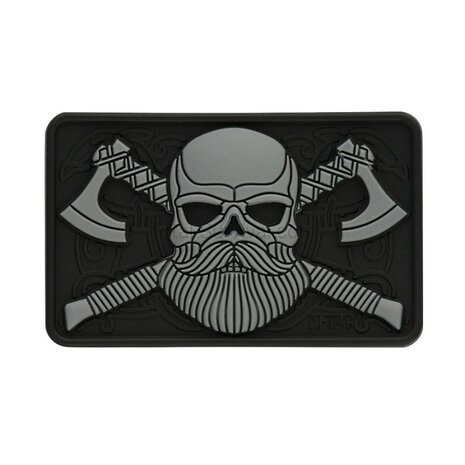 M-Tac velcro patch Bearded skull, 80x50 mm, grijs / zwart