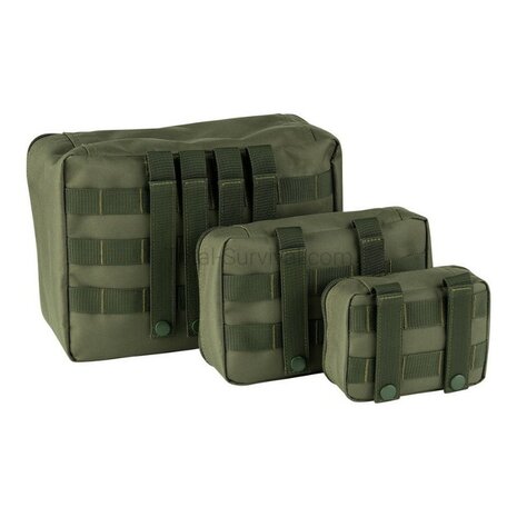 101 Inc Molle Packing Cubes organizers mesh, set van 3 stuks, legergroen