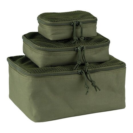 101 Inc Molle Packing Cubes organizers mesh, set van 3 stuks, legergroen