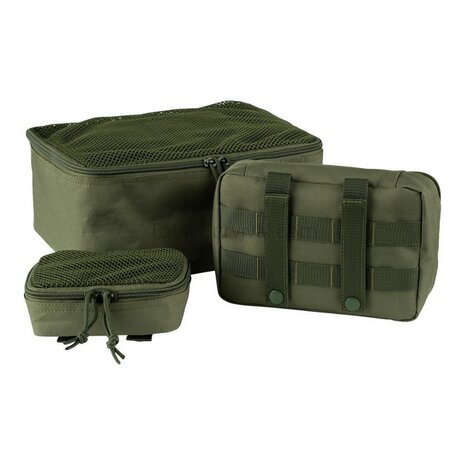 101 Inc Molle Packing Cubes organizers mesh, set van 3 stuks, legergroen