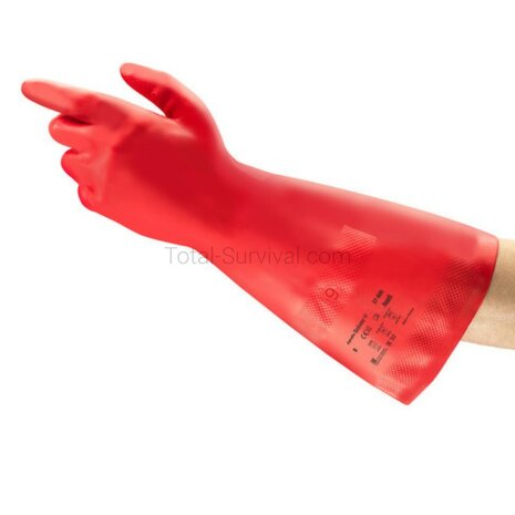 Gants de protection chimique Ansell Alphatec Sol-Vex 37-900 Cat III, en caoutchouc, rouges