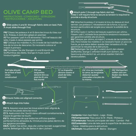 Highlander lightweight field bed, steel frame, OD green