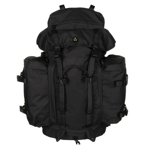 MFH commando mountain backpack, 100l, with daybag side bags, black