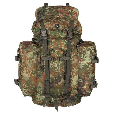MFH commando mountain backpack, 100l, with daybag side bags, flecktarn