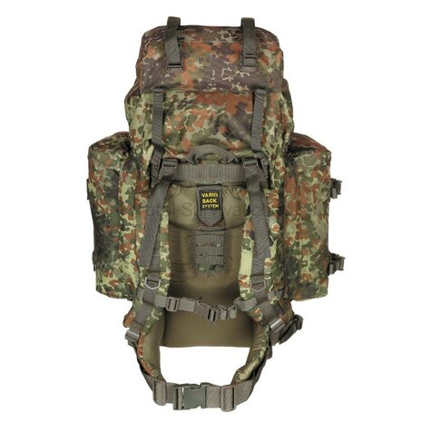 MFH commando mountain backpack, 100l, with daybag side bags, flecktarn