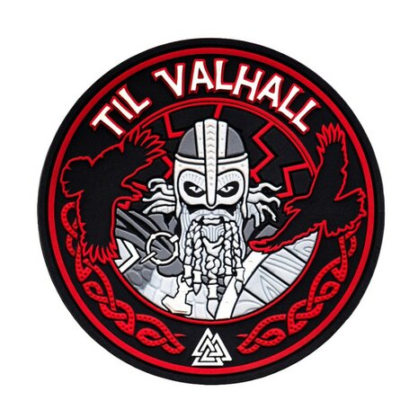 M-Tac velcro patch Til Valhall, 80 mm, rood/zwart