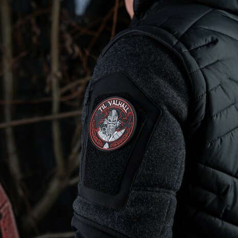 M-Tac velcro patch Til Valhall, 80 mm, rood/zwart