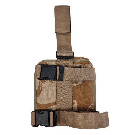 British Army dual magazine pouch with leg attachment, Desert DPM