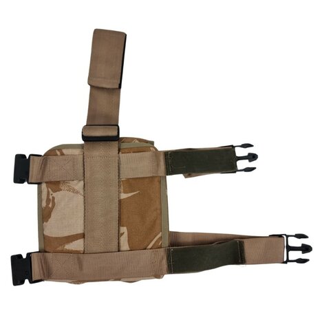 British Army dual magazine pouch with leg attachment, Desert DPM