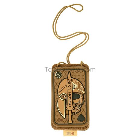 M-Tac tactical badge holder for ID cards with velcro patch and drawstring, Coyote tan