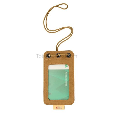 M-Tac tactical badge holder for ID cards with velcro patch and drawstring, Coyote tan