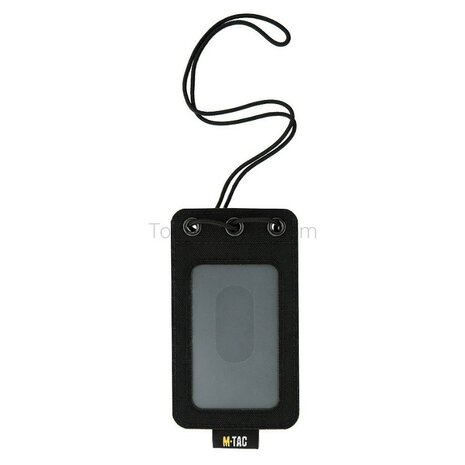 M-Tac tactical badge holder for ID cards with velcro patch and drawstring, black