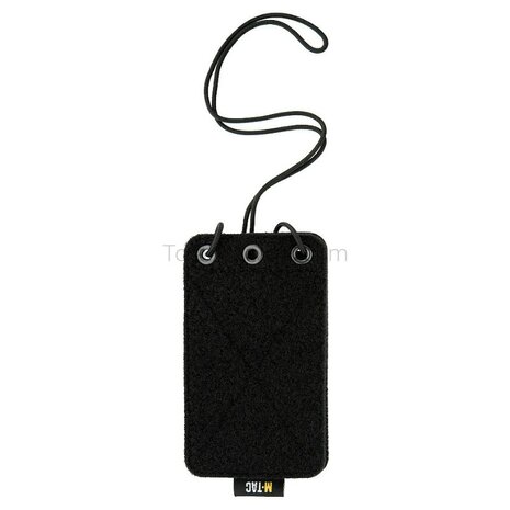 M-Tac tactical badge holder for ID cards with velcro patch and drawstring, black