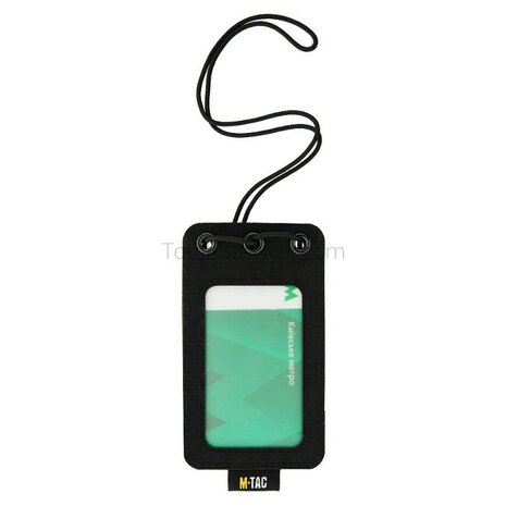 M-Tac tactical badge holder for ID cards with velcro patch and drawstring, black