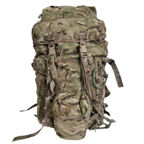 British Bergen Rucksack und Rahmen INF Short Convoluted Back, MTP IRR Multicam