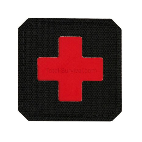 M-Tac Patch Medic Cross Laser Cut, 45 x 45 mm, Zwart / Rood