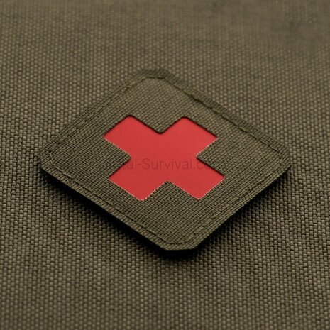 M-Tac Patch Medic Cross Laser Cut, 45 x 45 mm, Ranger green / Rood