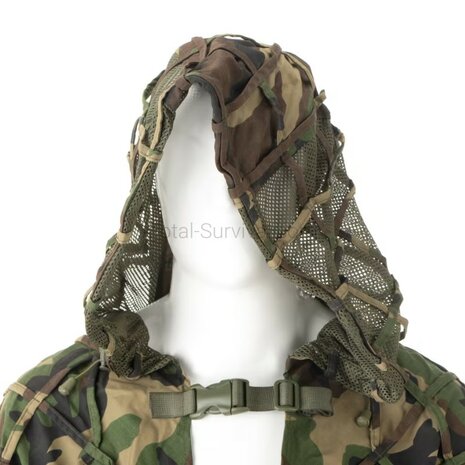 Invader Gear Ghillie Base Plain suit with hood, woodland camo