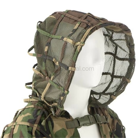 Invader Gear Ghillie Base Plain suit with hood, woodland camo