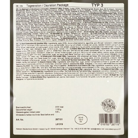 Trek 'n Eat 24hr Day Ration Pack, Ready-to-Eat Menu: "Type III"