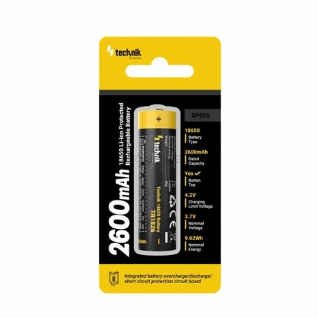 Technik TR1826 18650 2600 mAh 3.7V PCM high-drain li-ion oplaadbare batterij