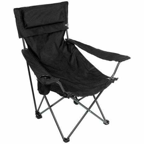 Fox outdoor Folding chair, "Deluxe", black, back- and armrest