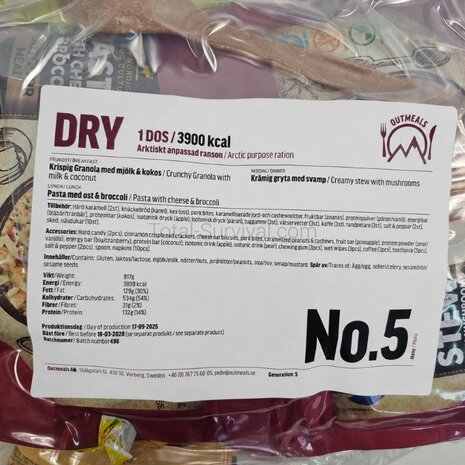 Out Meals MRE Meal Ready-to-Eat 24-hour ration freeze-dried, Menu set 5 Dry