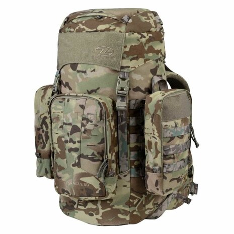 Highlander Pinnacle Bergrucksack mit Seitentaschen, 50 l, HMTC Multicam