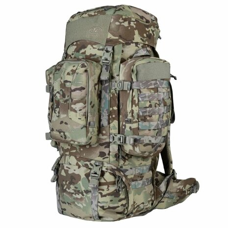 Highlander Pinnacle Bergrucksack mit Seitentaschen, 90 l, HMTC Multicam