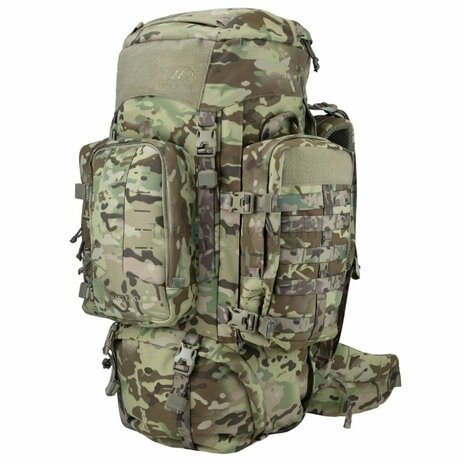 Highlander Pinnacle Bergrucksack mit Seitentaschen, 70 l, HMTC Multicam