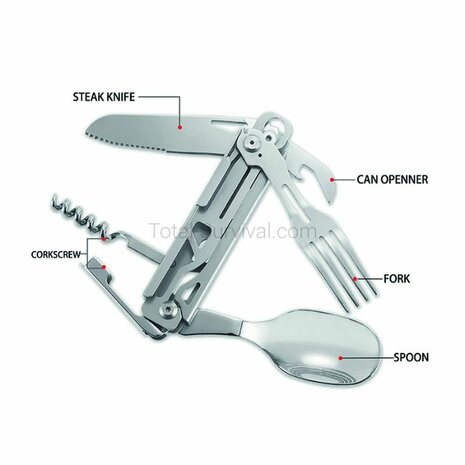 Fosco Camping Tool 6-in-1-Taschenmesser / Besteck-Set
