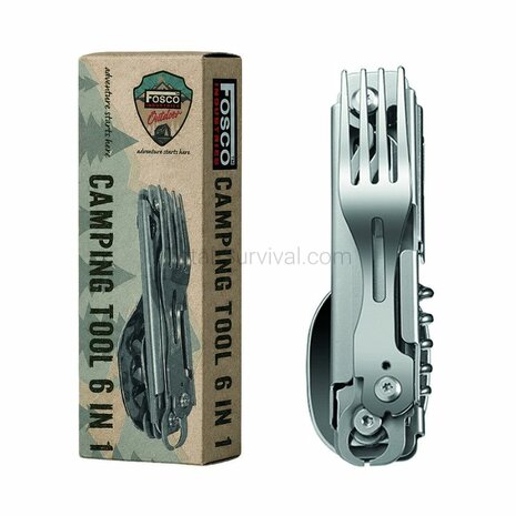 Fosco Camping Tool 6-in-1-Taschenmesser / Besteck-Set