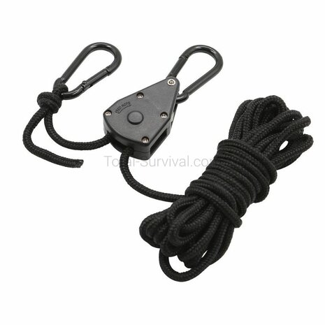 Fosco Spankabel 4 mm, 4 meter met touwratel, zwart