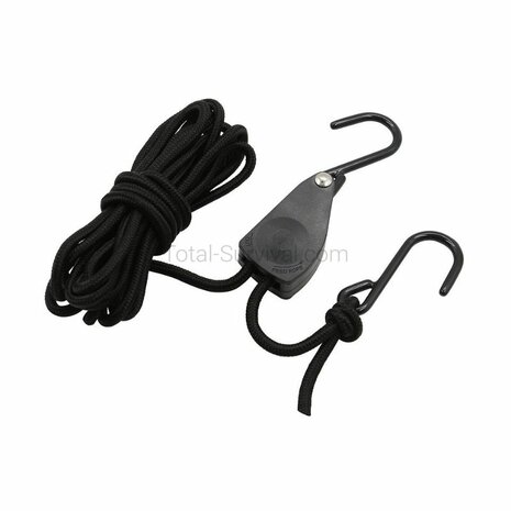 Fosco Spankabel 6 mm, 4 meter met touwratel, zwart