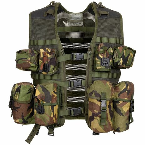 Taktische Trageweste Modular I der Niederl&auml;ndischen Armee, MOLLE, inkl. 9 Taschen, Woodland DPM
