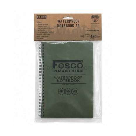 Fosco waterproof notitieboek A5, legergroen
