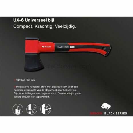 Bison Black Series UX-6 Universal Beil klein, schwarz/rot