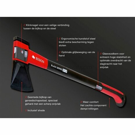 Bison Black Series SX-20 kloofbijl groot, zwart/rood