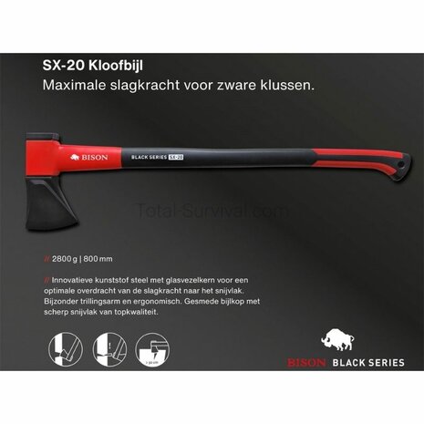 Bison Black Series SX-20 kloofbijl groot, zwart/rood